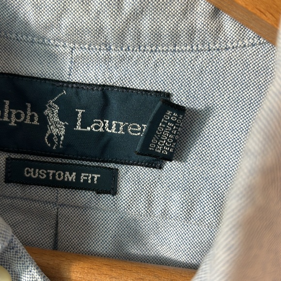 Ralph Lauren Blue Chambray Style Long Sleeve Button Down Shirt Custom Fit XL - Picture 7 of 7